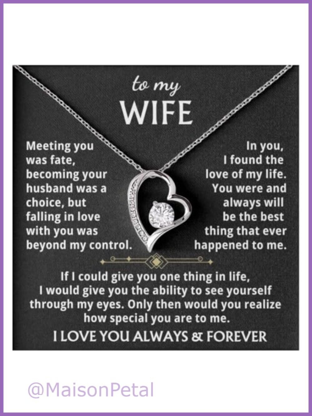Forever Love Necklace Heart Pendant Cubic Zirconia Adjustable Chain Gift for